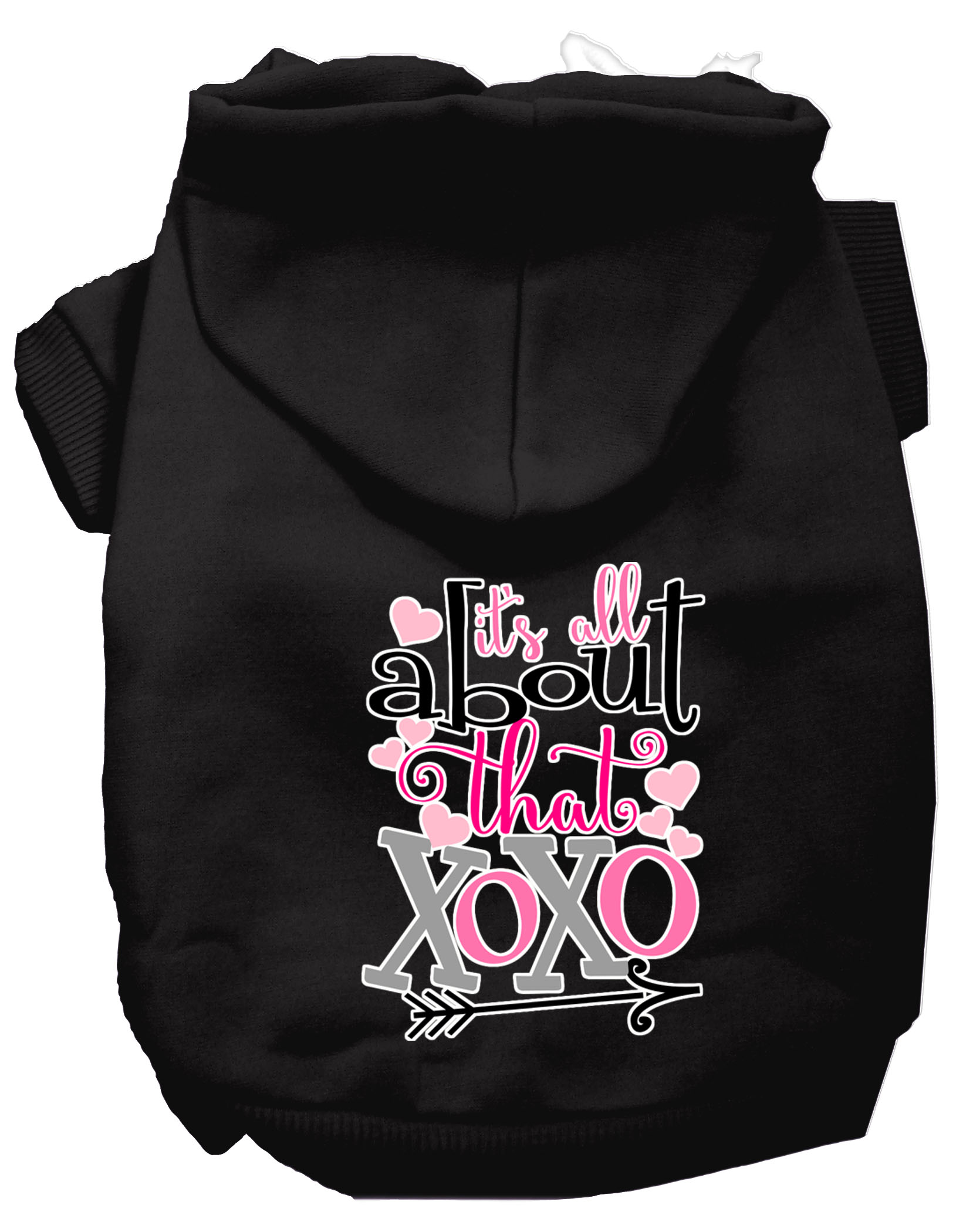 All About that XOXO Screen Print Dog Hoodie Black L